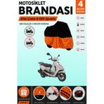 Cemku Double Siyah Üst - Turuncu Alt, Arka Çanta Uyumlu Yamaha Cygnus L Motosiklet Brandası - Siyah - Turuncu