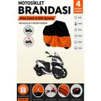 Cemku Double Siyah Üst - Turuncu Alt, Arka Çanta Uyumlu Yamaha Tricity 125 Motosiklet Brandası - Siyah - Turuncu