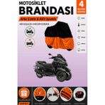 Cemku Double Siyah Üst - Turuncu Alt, Arka Çanta Uyumlu Yamaha Tricity 300 Motosiklet Brandası - Siyah - Turuncu