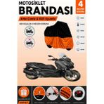 Cemku Double Siyah Üst - Turuncu Alt, Arka Çanta Uyumlu Yamaha X-Max 250 Tech Max Motosiklet Brandası - Siyah - Turuncu