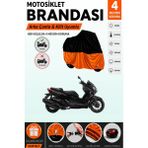 Cemku Double Siyah Üst - Turuncu Alt, Arka Çanta Uyumlu Yamaha X-Max 300 Iron Max Abs Motosiklet Brandası - Siyah - Turuncu