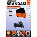 Cemku Double Siyah Üst - Turuncu Alt, Arka Çanta Uyumlu Yamaha X-Max 300 Tech Max Motosiklet Brandası - Siyah - Turuncu