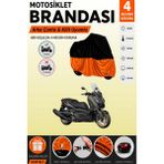 Cemku Double Siyah Üst - Turuncu Alt, Arka Çanta Uyumlu Yamaha X-Max 400 Tech Max Motosiklet Brandası - Siyah - Turuncu