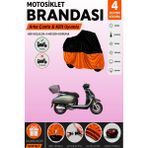 Cemku Double Siyah Üst - Turuncu Alt, Arka Çanta Uyumlu Yuki Mojito 125 Motosiklet Brandası - Siyah - Turuncu