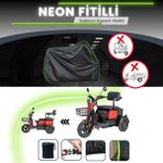 Cemku Shine Fitilli Siyah Tek Koltuklu, 3 Tekerlekli, Elektrik Motosiklet Brandası, Su Geçirmez, Lastikli - Siyah, Tek Koltuk, Kilit Uyumsuz