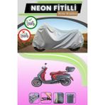Cemku Shine Gri Arka Çanta Uyumlu Neon Fitilli Arora Mojito 50 Uyumlu Motosiklet Brandası - Gri, Arka Çanta Uyumlu