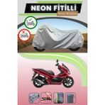 Cemku Shine Gri Arka Çanta Uyumlu Neon Fitilli Honda PCX125 Uyumlu Motosiklet Brandası - Gri, Arka Çanta Uyumlu