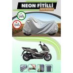 Cemku Shine Gri Arka Çanta Uyumlu Neon Fitilli Honda PCX150 Uyumlu Motosiklet Brandası - Gri, Arka Çanta Uyumlu
