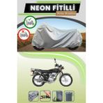 Cemku Shine Gri Arka Çanta Uyumlu Neon Fitilli Kanuni Breton 125 Uyumlu Motosiklet Brandası - Gri, Arka Çanta Uyumlu