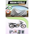 Cemku Shine Gri Arka Çanta Uyumlu Neon Fitilli Kuba Çita 125R Max Uyumlu Motosiklet Brandası - Gri, Arka Çanta Uyumlu