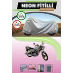 Cemku Shine Gri Arka Çanta Uyumlu Neon Fitilli Kuba Çita 150R Gold Uyumlu Motosiklet Brandası - Gri, Arka Çanta Uyumlu