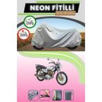 Cemku Shine Gri Arka Çanta Uyumlu Neon Fitilli Kuba Çita 180R Gold Uyumlu Motosiklet Brandası - Gri, Arka Çanta Uyumlu