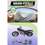 Cemku Shine Gri Arka Çanta Uyumlu Neon Fitilli Mondial 150 Mr Vulture Uyumlu Motosiklet Brandası - Gri, Arka Çanta Uyumlu