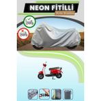 Cemku Shine Gri Arka Çanta Uyumlu Neon Fitilli Mondial 50 Turismo Uyumlu Motosiklet Brandası - Gri, Arka Çanta Uyumlu