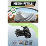 Cemku Shine Gri Arka Çanta Uyumlu Neon Fitilli Yamaha Tricity 300 Uyumlu Motosiklet Brandası - Gri, Arka Çanta Uyumlu