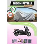 Cemku Shine Gri Arka Çanta Uyumlu Neon Fitilli Yamaha X-Max 125 Iron Max Abs Uyumlu Motosiklet Brandası - Gri, Arka Çanta Uyumlu