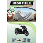 Cemku Shine Gri Arka Çanta Uyumlu Neon Fitilli Yamaha X-Max 250 Iron Max Abs Uyumlu Motosiklet Brandası - Gri, Arka Çanta Uyumlu