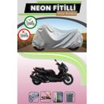 Cemku Shine Gri Arka Çanta Uyumlu Neon Fitilli Yamaha X-Max 300 Iron Max Abs Uyumlu Motosiklet Brandası - Gri, Arka Çanta Uyumlu