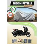 Cemku Shine Gri Arka Çanta Uyumlu Neon Fitilli Yamaha X-Max 400 Iron Max Uyumlu Motosiklet Brandası - Gri, Arka Çanta Uyumlu