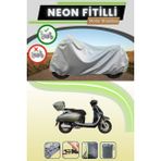 Cemku Shine Gri Arka Çanta Uyumlu Neon Fitilli Yuki Mojito 125 Uyumlu Motosiklet Brandası - Gri, Arka Çanta Uyumlu