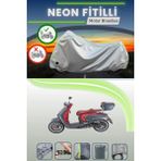 Cemku Shine Gri Arka Çanta ve Kilit Uyumlu Neon Fitilli Arora Mojito 50 Uyumlu Motosiklet Brandası - Gri, Arka Çanta ve Kilit Uyumlu