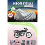 Cemku Shine Gri Arka Çanta ve Kilit Uyumlu Neon Fitilli Kanuni Breton 125 Uyumlu Motosiklet Brandası - Gri, Arka Çanta ve Kilit Uyumlu