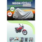 Cemku Shine Gri Arka Çanta ve Kilit Uyumlu Neon Fitilli Kanuni Breton S Uyumlu Motosiklet Brandası - Gri, Arka Çanta ve Kilit Uyumlu