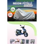 Cemku Shine Gri Arka Çanta ve Kilit Uyumlu Neon Fitilli Kanuni Hussar 125 Uyumlu Motosiklet Brandası - Gri, Arka Çanta ve Kilit Uyumlu