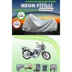 Cemku Shine Gri Arka Çanta ve Kilit Uyumlu Neon Fitilli Kuba Çita 100 Uyumlu Motosiklet Brandası - Gri, Arka Çanta ve Kilit Uyumlu