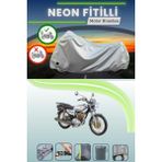 Cemku Shine Gri Arka Çanta ve Kilit Uyumlu Neon Fitilli Kuba Çita 180R Gold Uyumlu Motosiklet Brandası - Gri, Arka Çanta ve Kilit Uyumlu