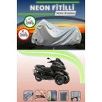 Cemku Shine Gri Arka Çanta ve Kilit Uyumlu Neon Fitilli Yamaha Tricity 300 Uyumlu Motosiklet Brandası - Gri, Arka Çanta ve Kilit Uyumlu
