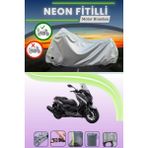Cemku Shine Gri Arka Çanta ve Kilit Uyumlu Neon Fitilli Yamaha X-Max 400 Abs Uyumlu Motosiklet Brandası - Gri, Arka Çanta ve Kilit Uyumlu