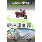 Cemku Shine Gri Kilit Uyumlu Neon Fitilli Aprilia Caponord 1200 Abs Travel Pack Uyumlu Motosiklet Brandası - Gri, Kilit Uyumlu
