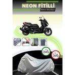 Cemku Shine Gri Neon Fitilli Yamaha X-Max 400 Iron Max Uyumlu Motosiklet Brandası - Gri, Arka Çanta ve Kilit Uyumsuz