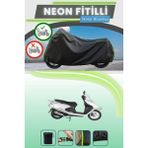 Cemku Shine Siyah Arka Çanta Uyumlu Neon Fitilli Arora Alfa 110 Uyumlu Motor Brandası - Siyah, Arka Çanta Uyumlu