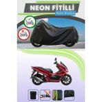 Cemku Shine Siyah Arka Çanta Uyumlu Neon Fitilli Honda PCX125 Uyumlu Motor Brandası - Siyah, Arka Çanta Uyumlu