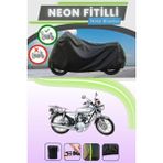 Cemku Shine Siyah Arka Çanta Uyumlu Neon Fitilli Kuba Çita 100 Uyumlu Motor Brandası - Siyah, Arka Çanta Uyumlu