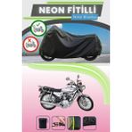 Cemku Shine Siyah Arka Çanta Uyumlu Neon Fitilli Kuba Çita 100R Max Uyumlu Motor Brandası - Siyah, Arka Çanta Uyumlu