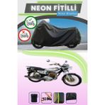 Cemku Shine Siyah Arka Çanta Uyumlu Neon Fitilli Kuba Çita 125 Uyumlu Motor Brandası - Siyah, Arka Çanta Uyumlu