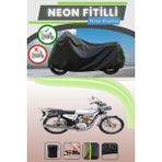 Cemku Shine Siyah Arka Çanta Uyumlu Neon Fitilli Kuba Çita 125R Max Uyumlu Motor Brandası - Siyah, Arka Çanta Uyumlu