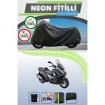 Cemku Shine Siyah Arka Çanta Uyumlu Neon Fitilli Kymco Xciting 250I Uyumlu Motor Brandası - Siyah, Arka Çanta Uyumlu