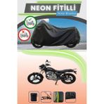 Cemku Shine Siyah Arka Çanta Uyumlu Neon Fitilli Mondial 150 Mr Vulture Uyumlu Motor Brandası - Siyah, Arka Çanta Uyumlu