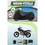 Cemku Shine Siyah Arka Çanta Uyumlu Neon Fitilli Mondial Vulture I-E Uyumlu Motor Brandası - Siyah, Arka Çanta Uyumlu