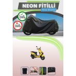 Cemku Shine Siyah Arka Çanta Uyumlu Neon Fitilli Rks Bolero 50 Uyumlu Motor Brandası - Siyah, Arka Çanta Uyumlu
