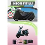 Cemku Shine Siyah Arka Çanta Uyumlu Neon Fitilli Sym Fiddle Iv 125 Uyumlu Motor Brandası - Siyah, Arka Çanta Uyumlu
