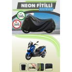 Cemku Shine Siyah Arka Çanta Uyumlu Neon Fitilli Sym Joymax Z 250 Uyumlu Motor Brandası - Siyah, Arka Çanta Uyumlu