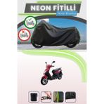 Cemku Shine Siyah Arka Çanta Uyumlu Neon Fitilli Sym Symply 50 Uyumlu Motor Brandası - Siyah, Arka Çanta Uyumlu