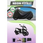 Cemku Shine Siyah Arka Çanta Uyumlu Neon Fitilli Yamaha Tricity 125 Uyumlu Motor Brandası - Siyah, Arka Çanta Uyumlu