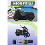 Cemku Shine Siyah Arka Çanta Uyumlu Neon Fitilli Yamaha Tricity 155 Uyumlu Motor Brandası - Siyah, Arka Çanta Uyumlu