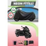 Cemku Shine Siyah Arka Çanta Uyumlu Neon Fitilli Yamaha Tricity 300 Uyumlu Motor Brandası - Siyah, Arka Çanta Uyumlu